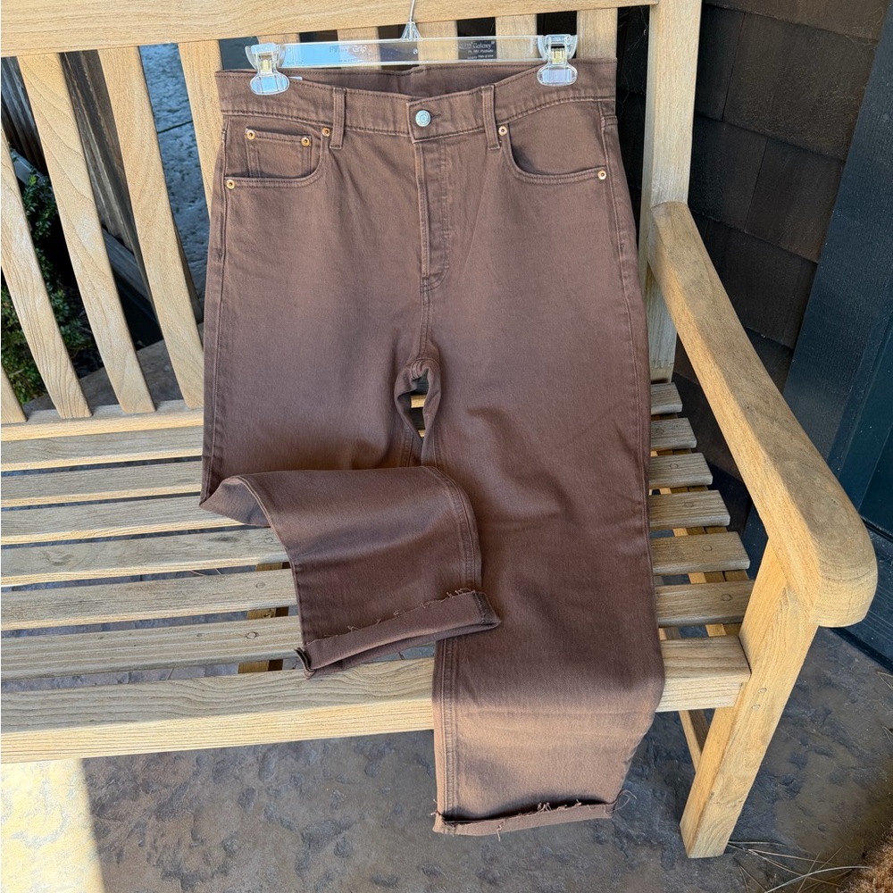 GAP Women’s Cheeky Straight Highrise Jeans, Chocolate Brown, Size 12